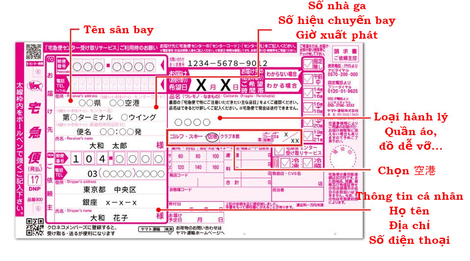 hướng dẫn gửi hành lý ra sân bay ở nhật